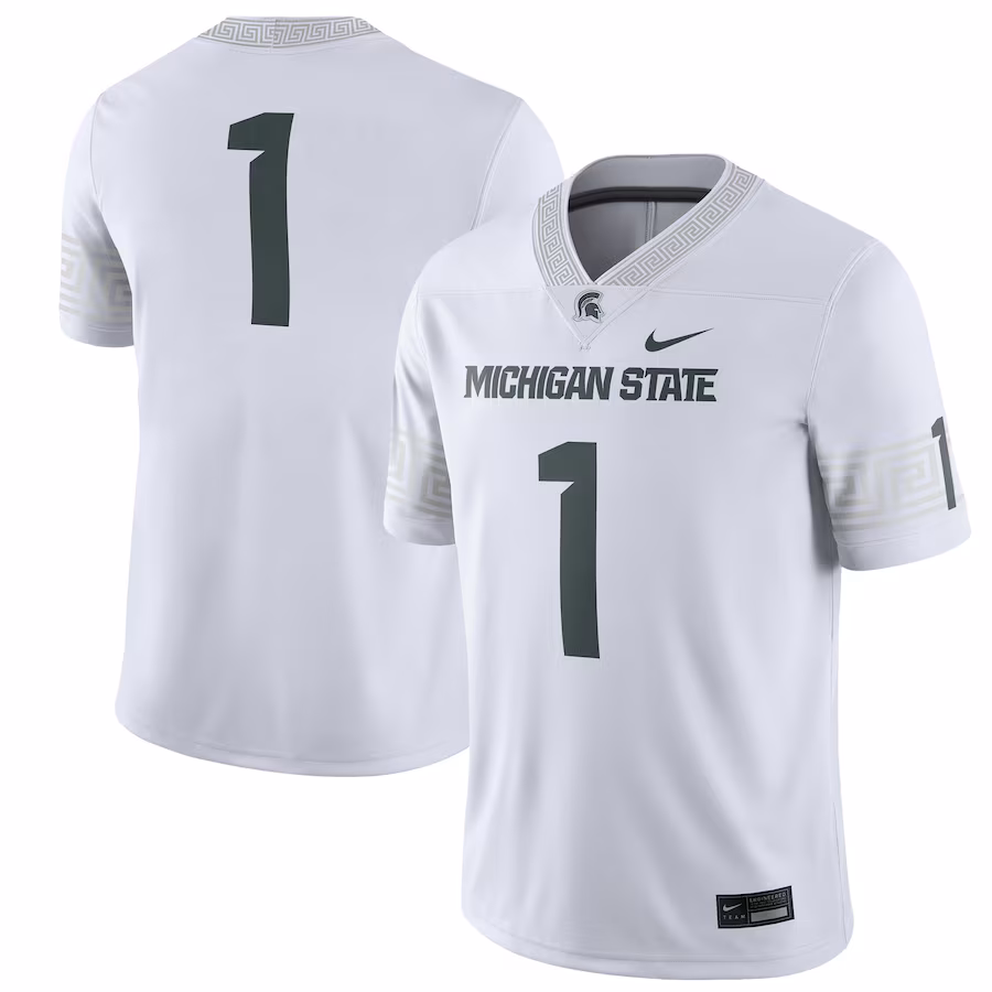 Men's Nike #1 White Michigan State Spartans Football Game Jersey - Jersey
