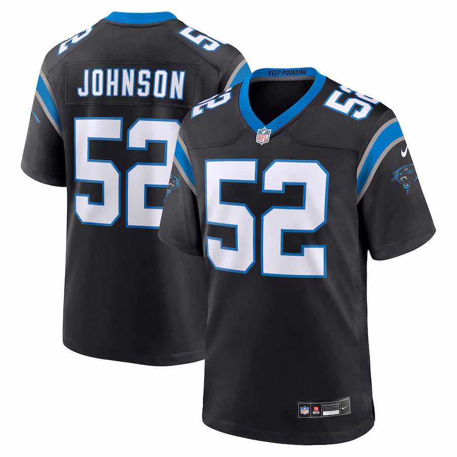 Men's Carolina Panthers DJ Johnson Nike Black Game Jersey - Jersey