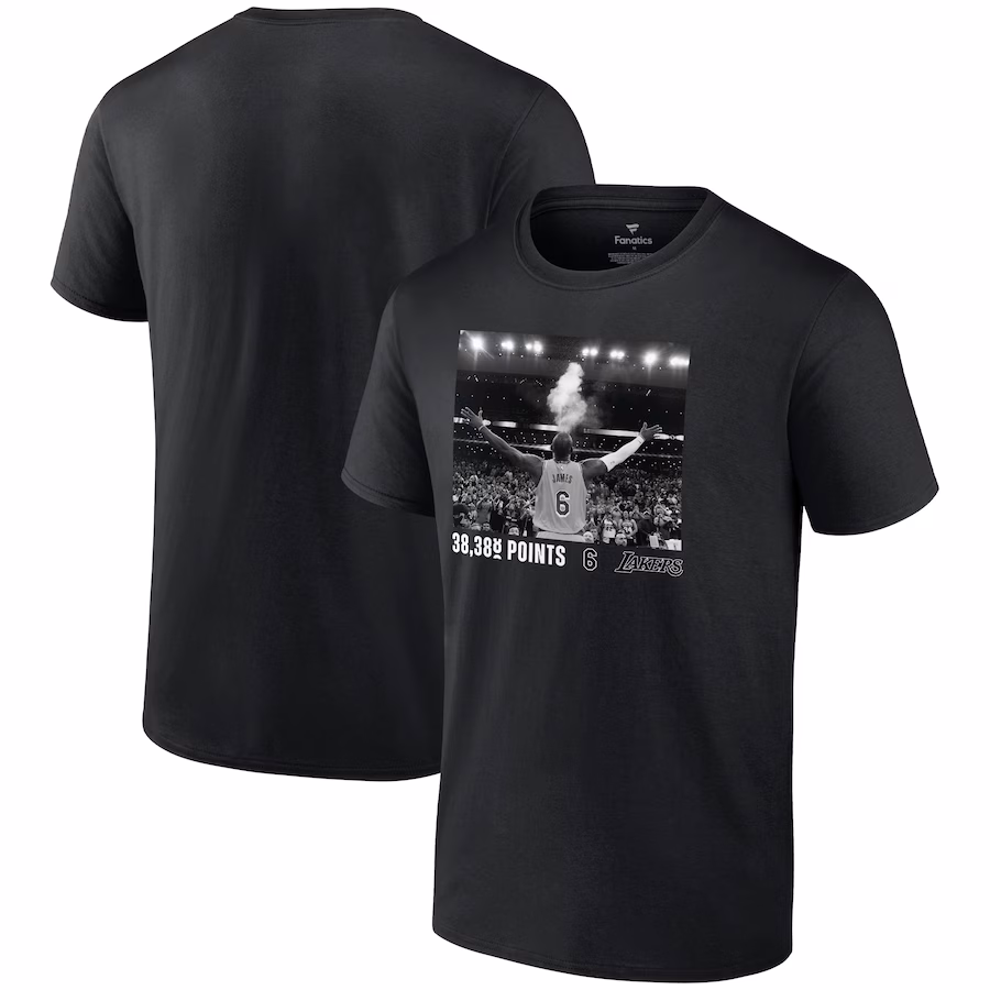 Men's Los Angeles Lakers LeBron James Black NBA All-Time Scoring Record Chalk Throw T-Shirt - Jersey