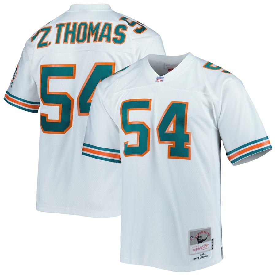 Men's Miami Dolphins Zach Thomas Mitchell & Ness White Legacy Replica Jersey - Jersey