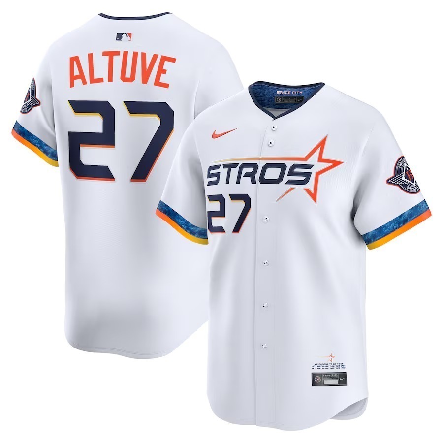 Men's Houston Astros Jose Altuve Nike White 2025 City Connect Limited Player Jersey - Jersey