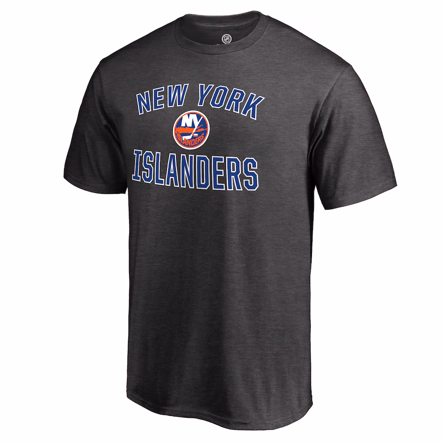 Men's New York Islanders Heathered Gray Victory Arch T-Shirt - Jersey