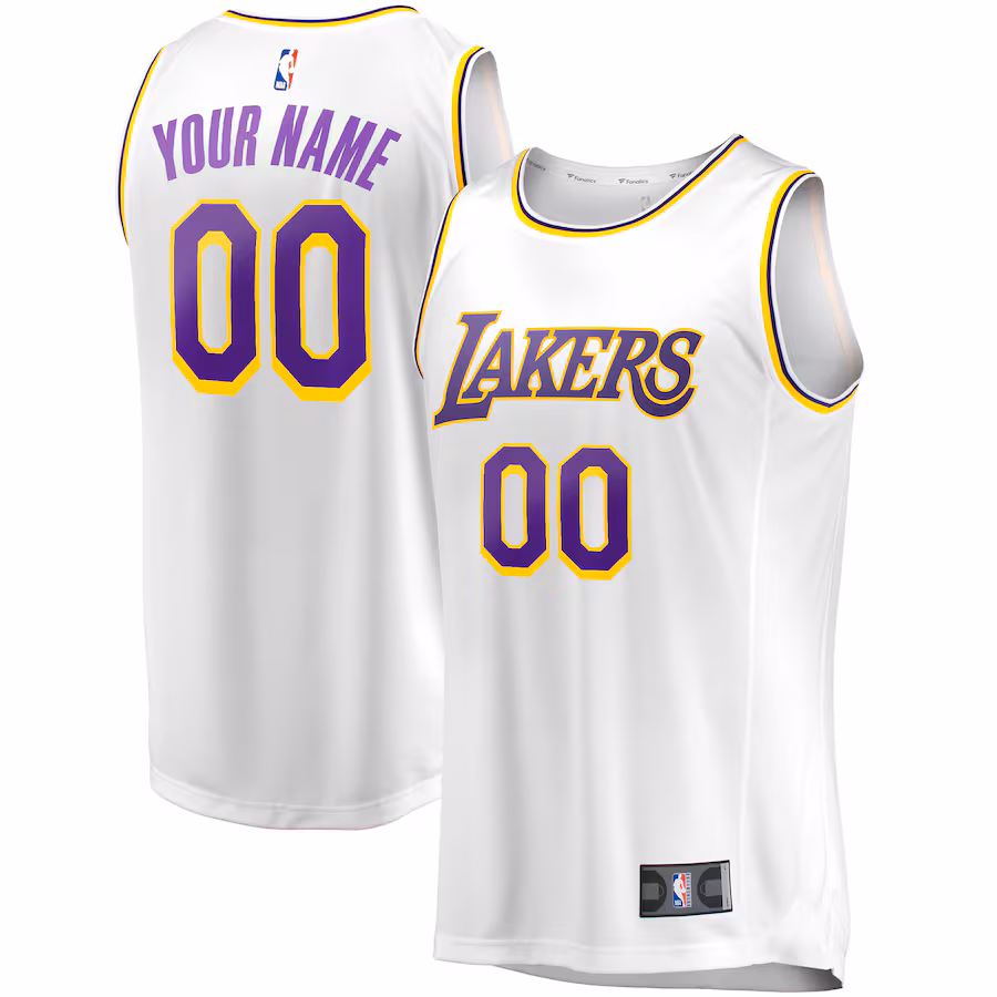 Men's Los Angeles Lakers Fanatics White Fast Break Custom Replica Jersey - Association Edition - Jersey