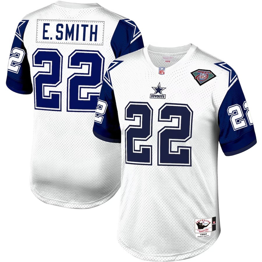 Men's Dallas Cowboys 1996 Emmitt Smith Mitchell & Ness White Authentic Throwback Retired Player Jersey - Jersey
