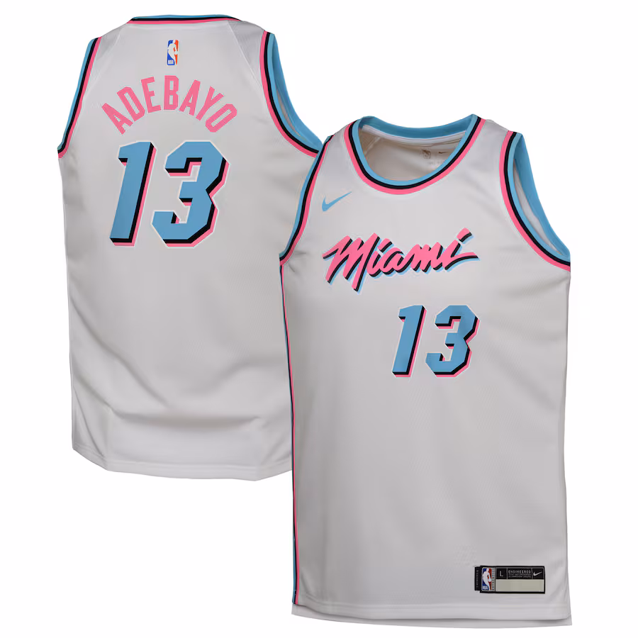 Youth Miami Heat Bam Adebayo Nike White 2024/25 Swingman Player Jersey - City Edition - Jersey