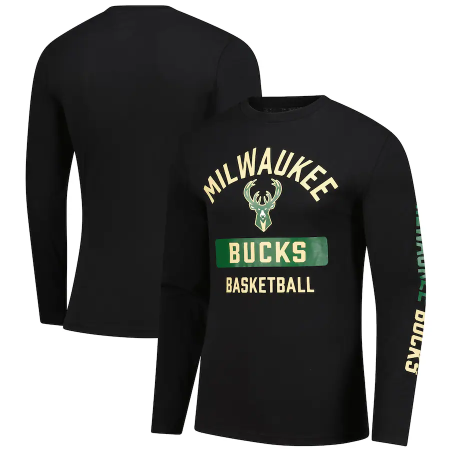 Men's Milwaukee Bucks  Fanatics Black Long Sleeve T-Shirt - Jersey