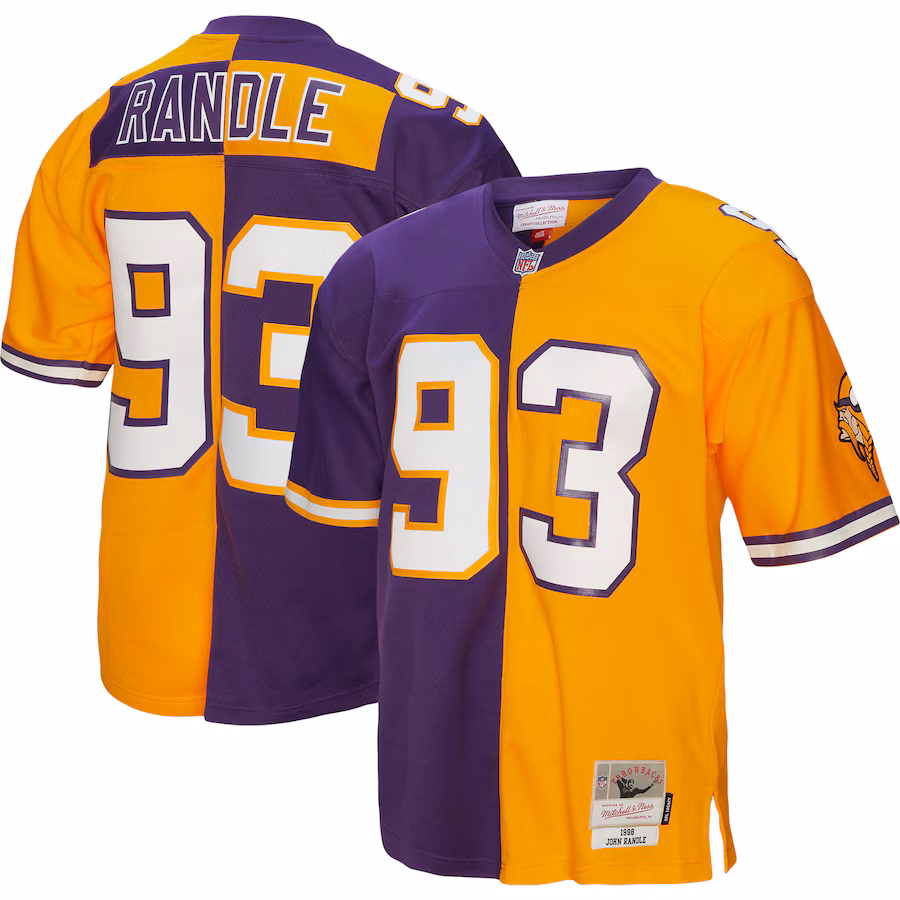 Men's Minnesota Vikings John Randle Mitchell & Ness Purple/Gold 1998 Split Legacy Replica Jersey - Jersey