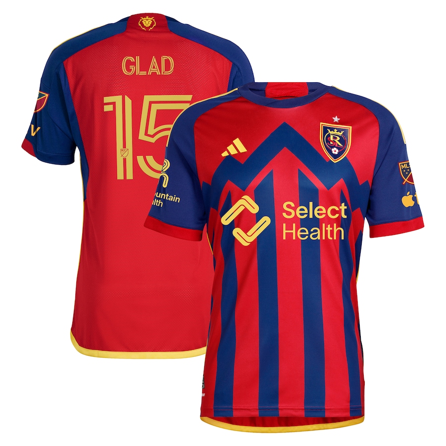 Men's Real Salt Lake Justen Glad adidas Red 2024 Peak Utah Authentic Player Jersey - Jersey
