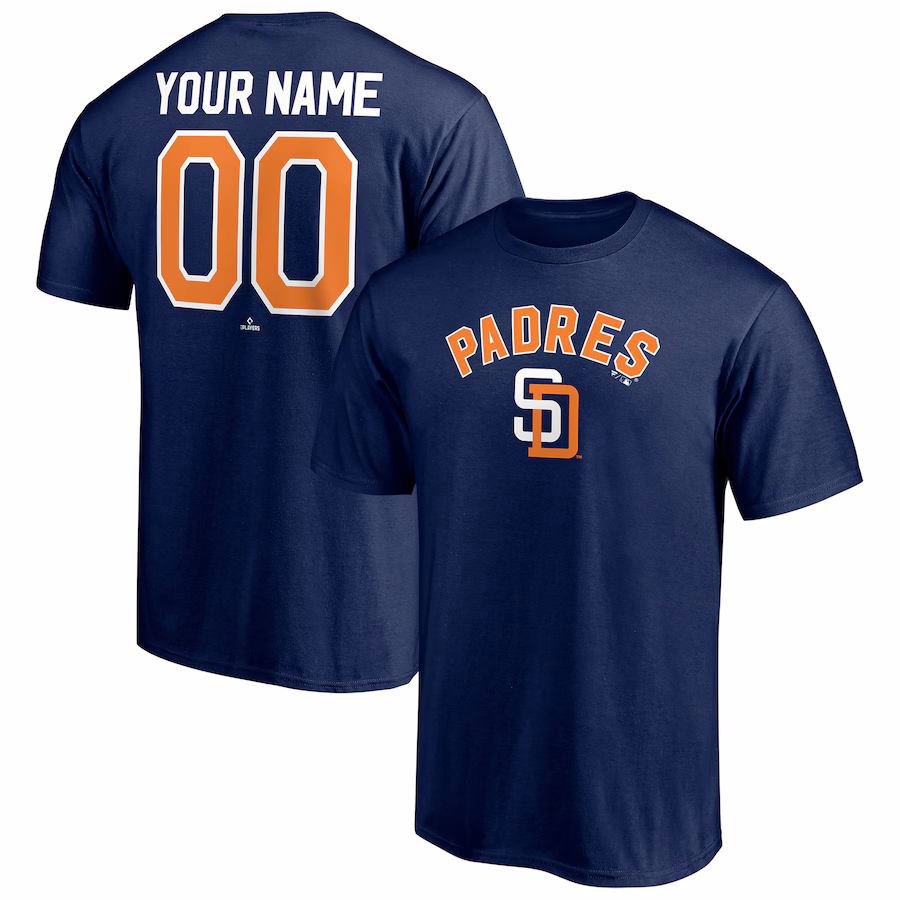Men's San Diego Padres Navy Cooperstown Winning Streak Personalized Name & Number T-Shirt - Jersey