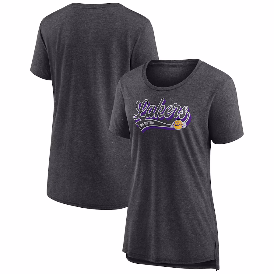 Women's Los Angeles Lakers Fanatics Heather Charcoal League Leader Tri-Blend T-Shirt - Jersey