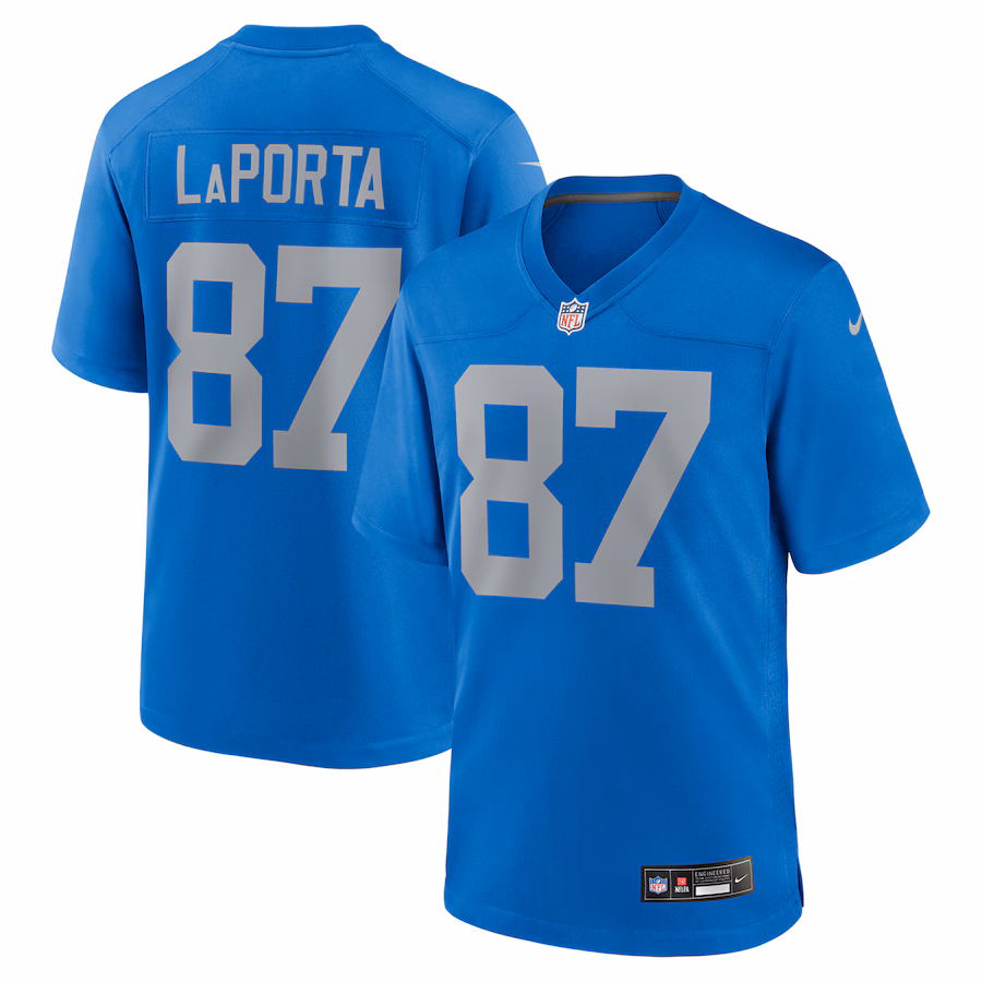 Men's Detroit Lions Sam LaPorta Nike Blue Alternate Game Jersey - Jersey