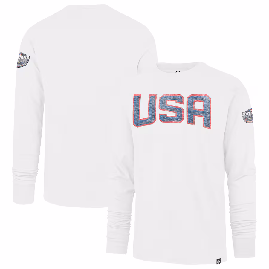Men's USA '47 White 2025 4 Nations Face-Off Franklin Long Sleeve T-Shirt - Jersey
