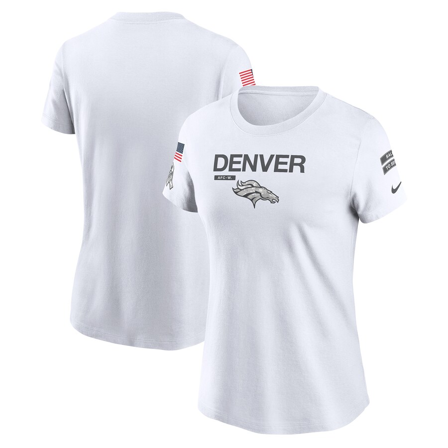Women's Denver Broncos  Nike White 2024 Salute To Service Legend Performance T-Shirt - Jersey