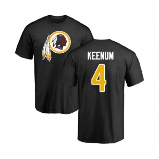 Football Washington Redskins #4 Case Keenum Black Name & Number Logo T-Shirt - Jersey