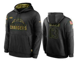 Men's Los Angeles Chargers #13 Keenan Allen Black 2020 Salute To Service Sideline Performance Pullover Hoodie - Jersey