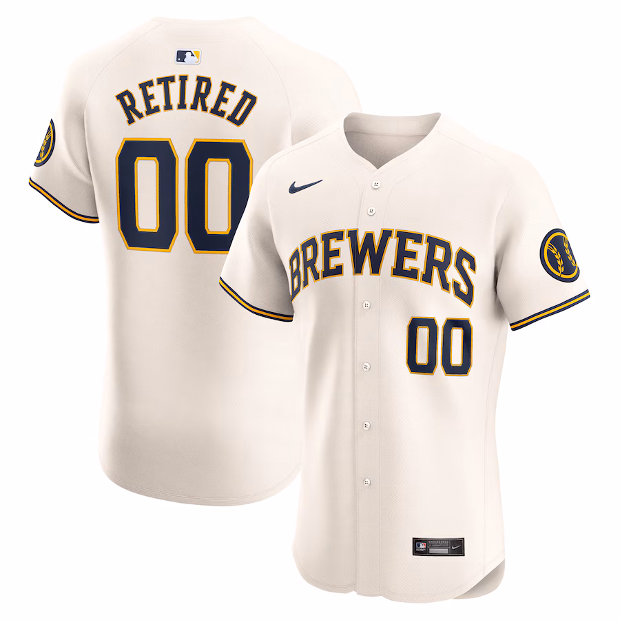 Men's Milwaukee Brewers Nike Cream Home Elite Pick-A-Player Retired Roster Jersey - Jersey