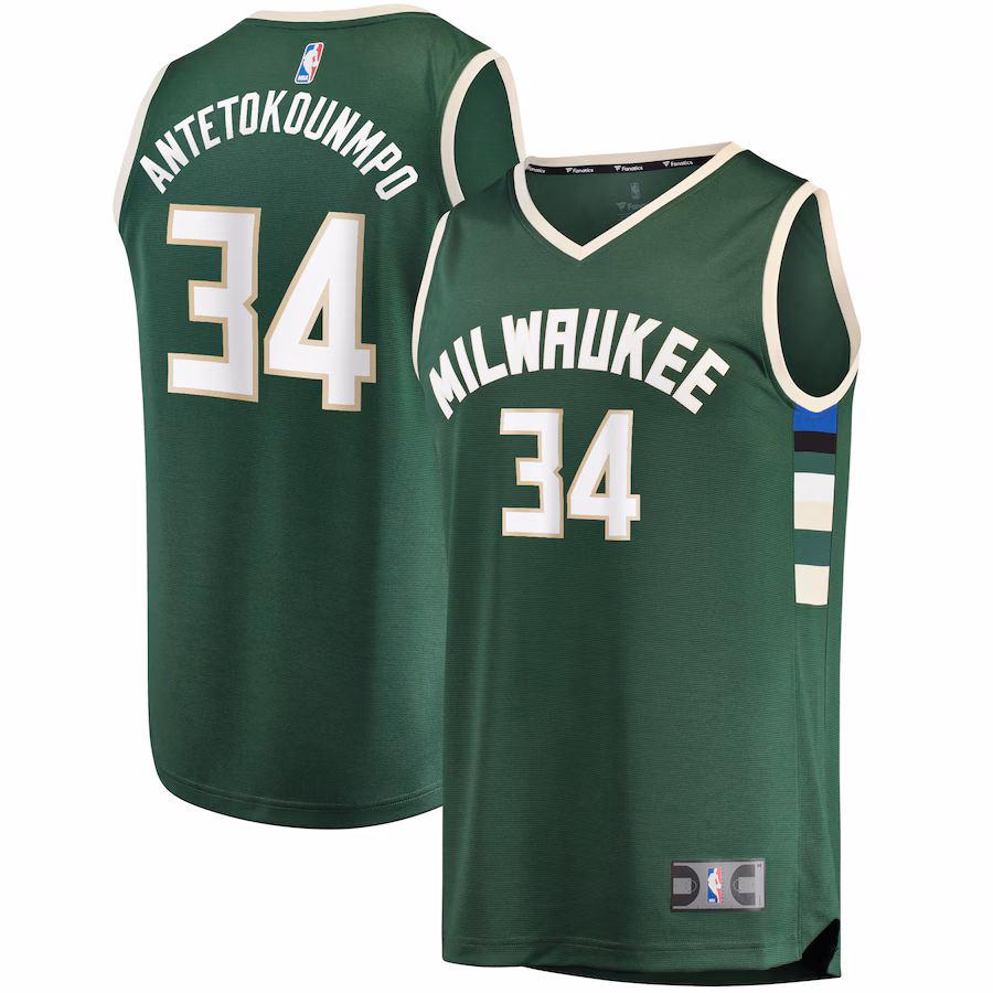 Men's Milwaukee Bucks Giannis Antetokounmpo Fanatics Hunter Green Fast Break Replica Player Jersey - Icon Edition - Jersey