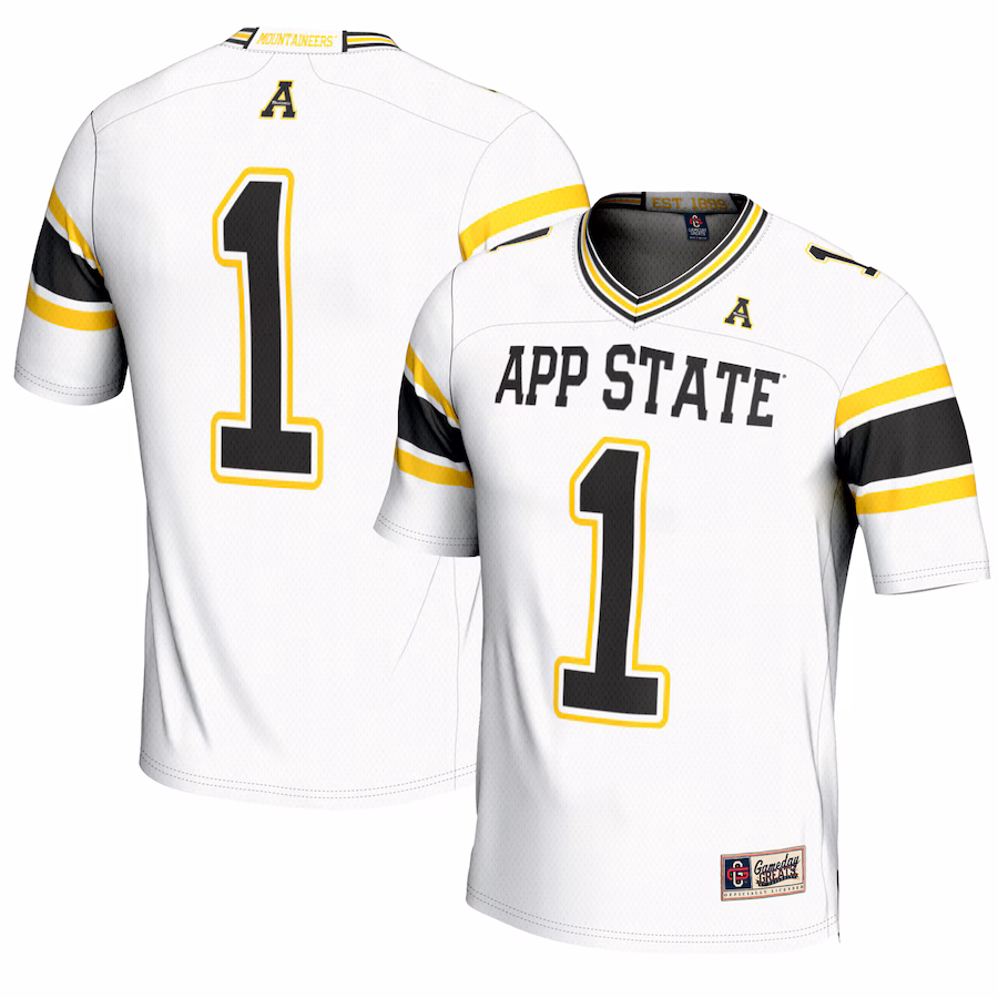 Youth GameDay Greats #1 White Appalachian State Mountaineers Endzone Football Jersey - Jersey