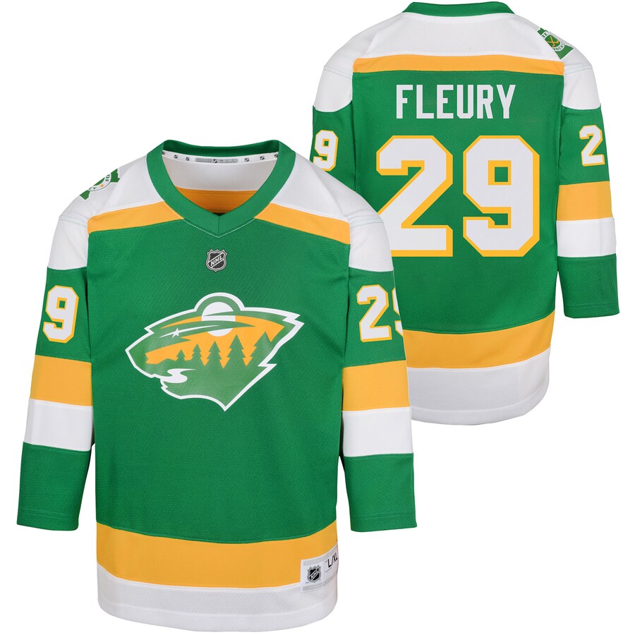 Youth Minnesota Wild Marc-Andre Fleury Green 2023/24 Alternate Replica Player Jersey - Jersey