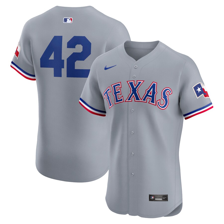Men's Texas Rangers Nike Gray Road 2024 Jackie Robinson Day Elite Jersey - Jersey