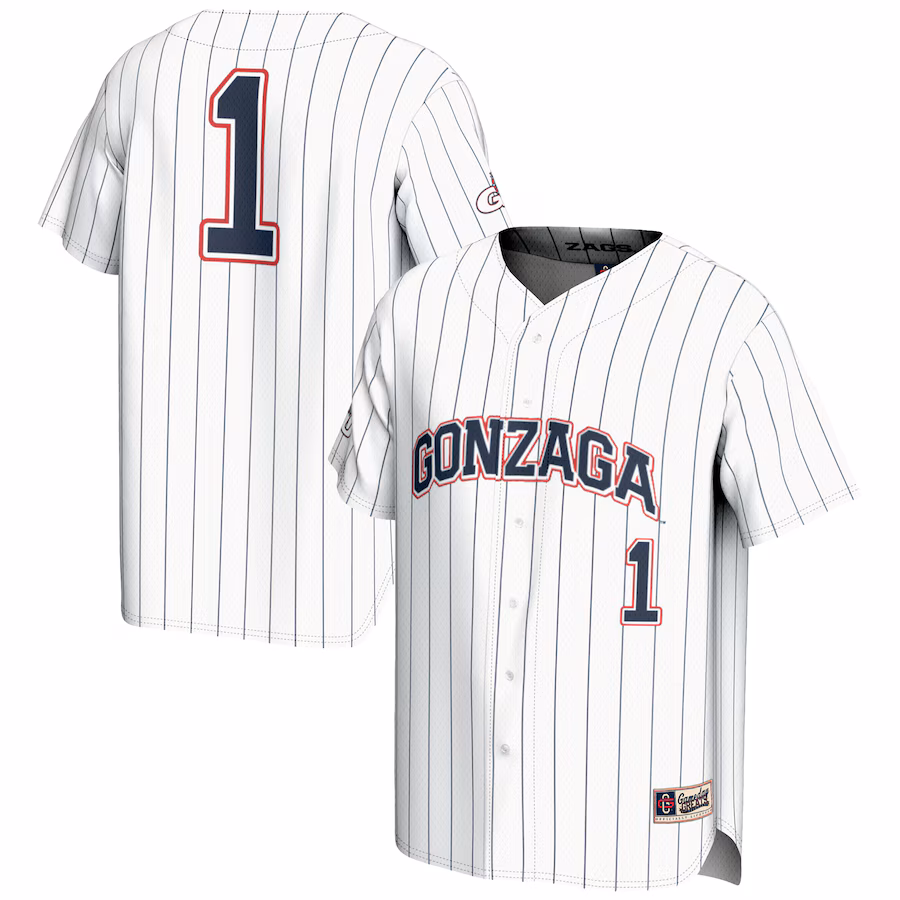 Youth GameDay Greats #1 White Gonzaga Bulldogs Lightweight Baseball Jersey - Jersey