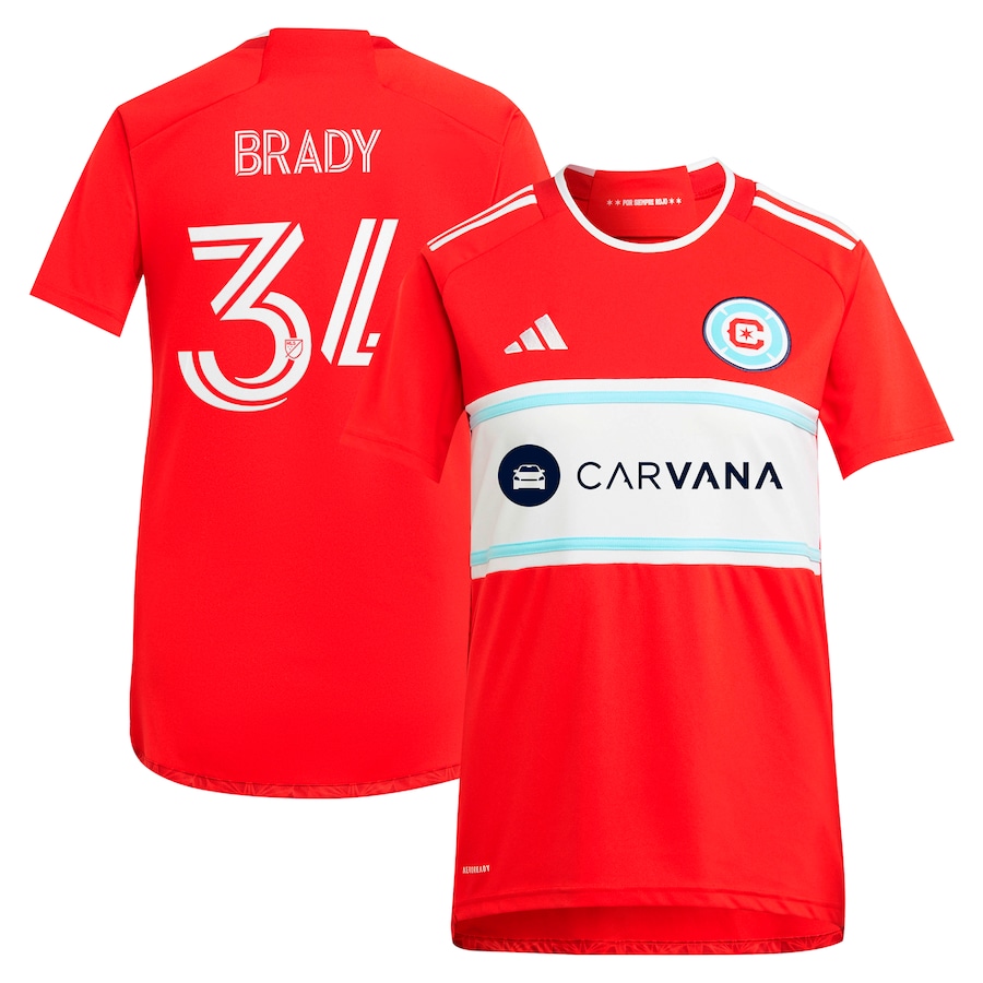 Women's Chicago Fire Chris Brady adidas Red 2024 Return To Red Replica Player Jersey - Jersey