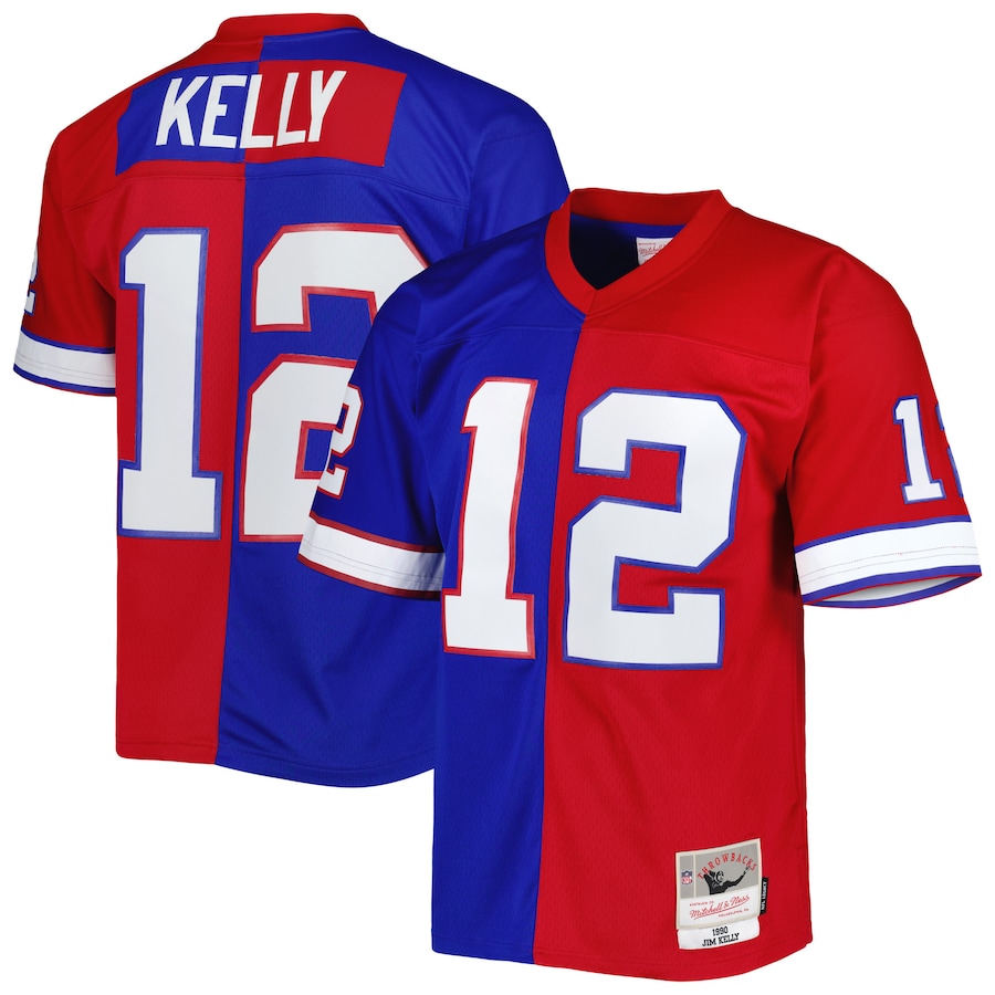 Men's Buffalo Bills Jim Kelly Mitchell & Ness Royal/Red 1990 Split Legacy Replica Jersey - Jersey
