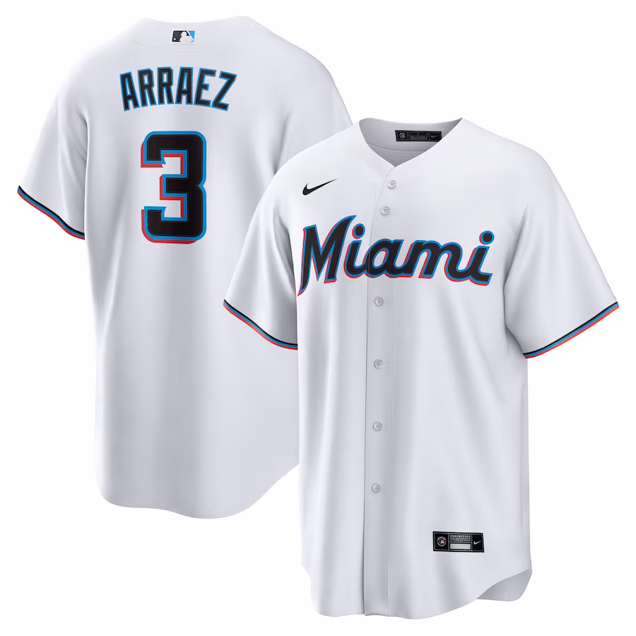Men's Miami Marlins Luis Arraez Nike White Home Replica Player Jersey - Jersey