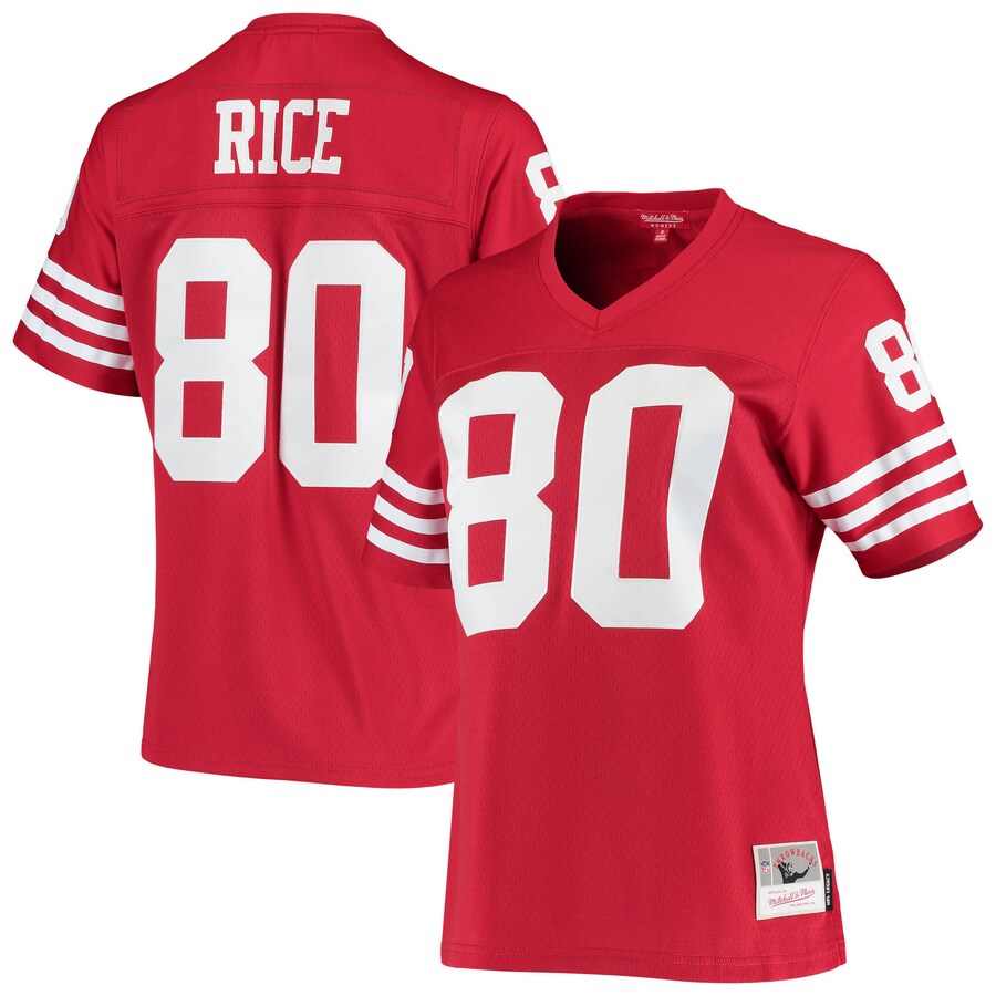 Women's San Francisco 49ers Jerry Rice Mitchell & Ness Scarlet 1990 Legacy Replica Jersey - Jersey