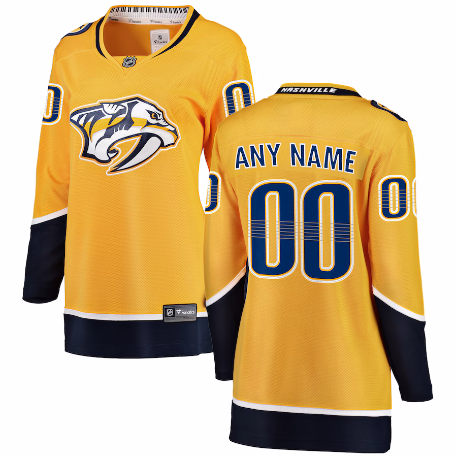 Women's Nashville Predators Fanatics Yellow Home Breakaway Custom Jersey - Jersey