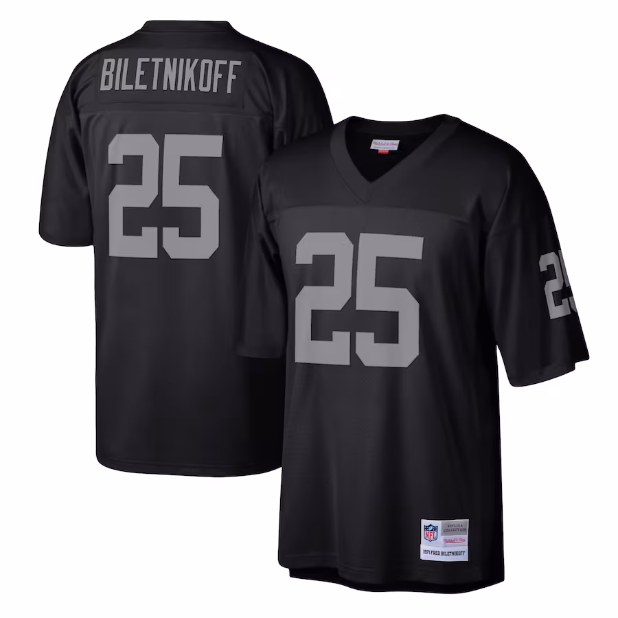 Men's Las Vegas Raiders Fred Biletnikoff Mitchell & Ness Black Legacy Replica Jersey - Jersey