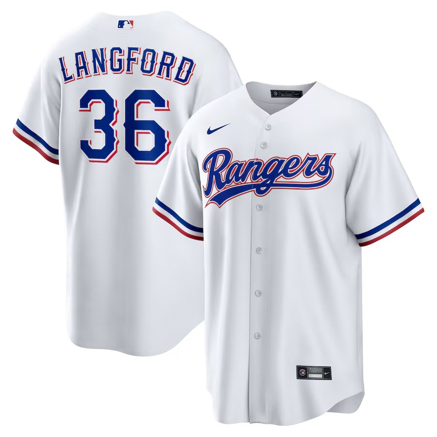 Men's Texas Rangers Wyatt Langford Nike White Home Replica Jersey - Jersey