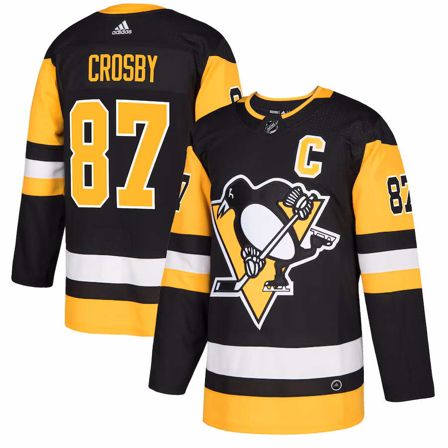 Men's Pittsburgh Penguins Sidney Crosby adidas Captain Patch Black Authentic Player Jersey - Jersey