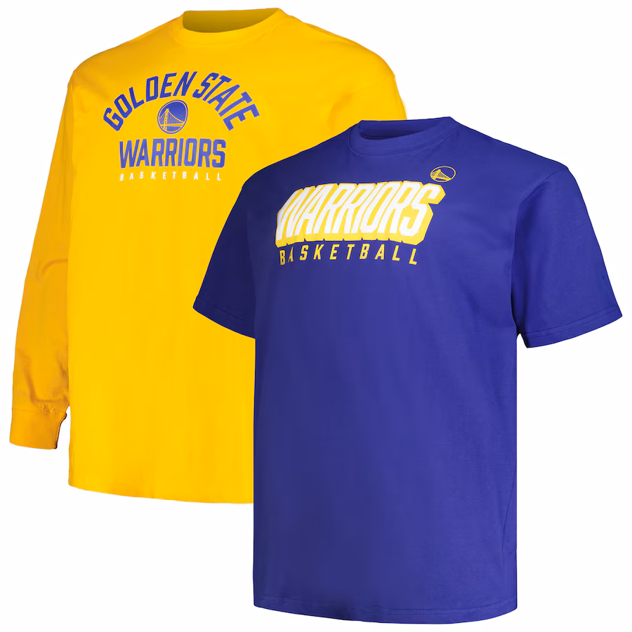 Men's Golden State Warriors Fanatics Royal/Gold Big & Tall Short Sleeve & Long Sleeve T-Shirt Set - Jersey