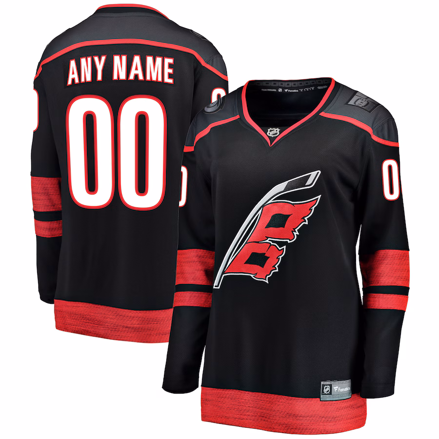 Women's Carolina Hurricanes Fanatics Black Home Breakaway Custom Jersey - Jersey