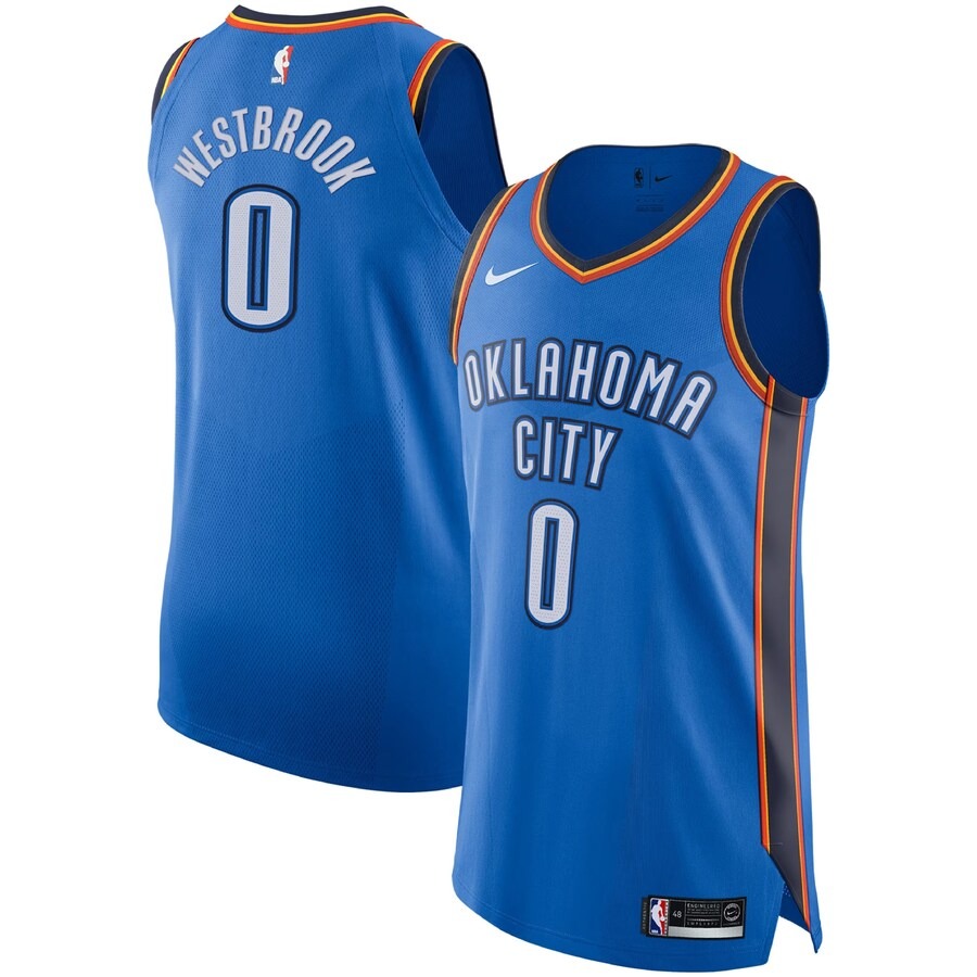 Men's Oklahoma City Thunder Russell Westbrook Nike Blue Authentic Player Jersey - Icon Edition - Jersey