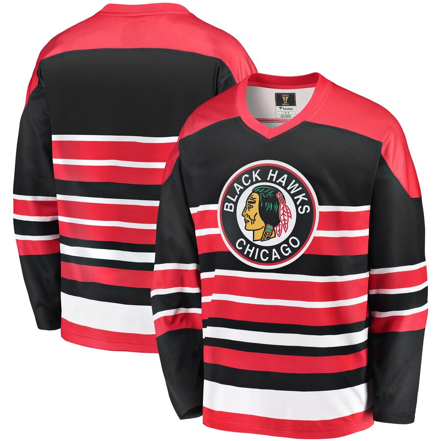 Men's Chicago Blackhawks Fanatics Branded Red/Black Premier Breakaway Heritage Blank Jersey - Jersey