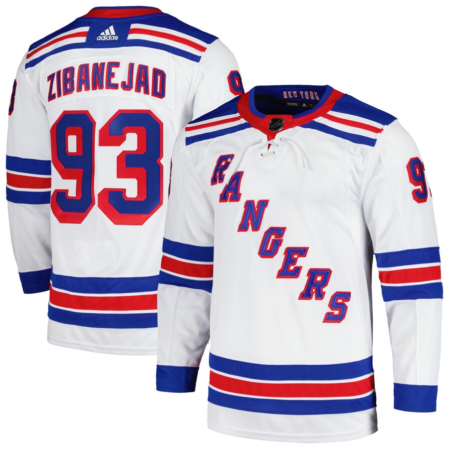 Men's New York Rangers Mika Zibanejad adidas White Away Primegreen Authentic Pro Player Jersey - Jersey