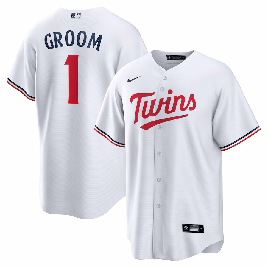 Men's Minnesota Twins Nike White #1 Groom Home Replica Jersey - Jersey