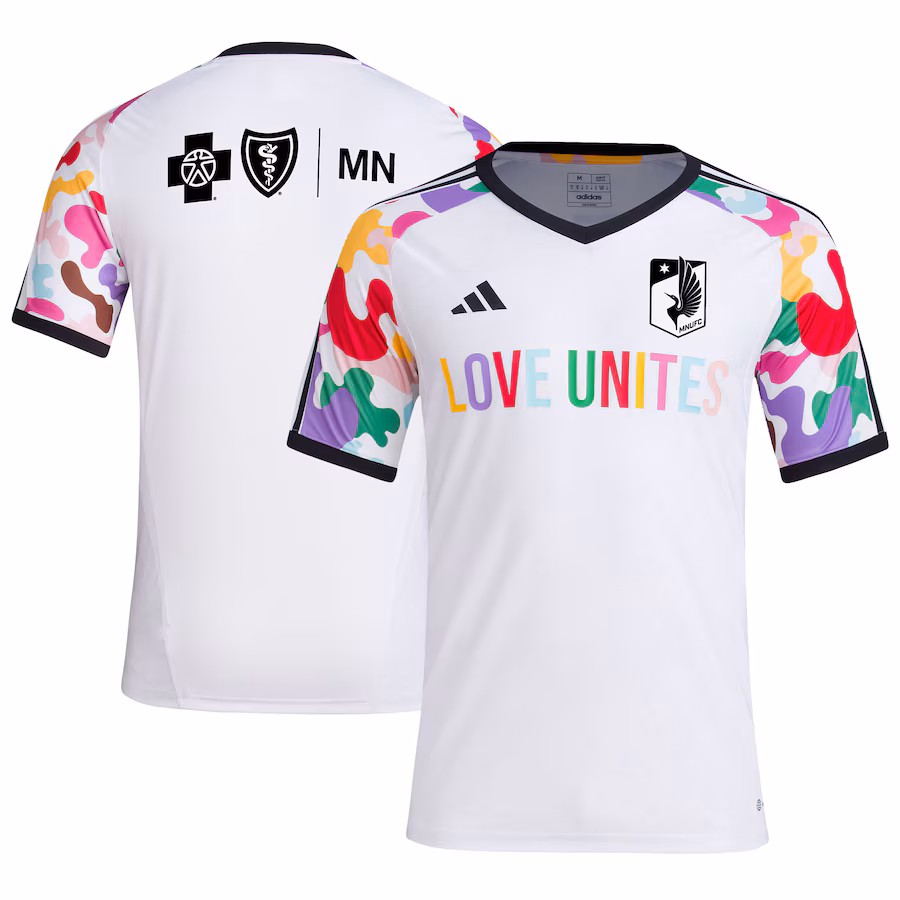 Men's Minnesota United FC  adidas White 2023 Pride Pre-Match Top - Jersey