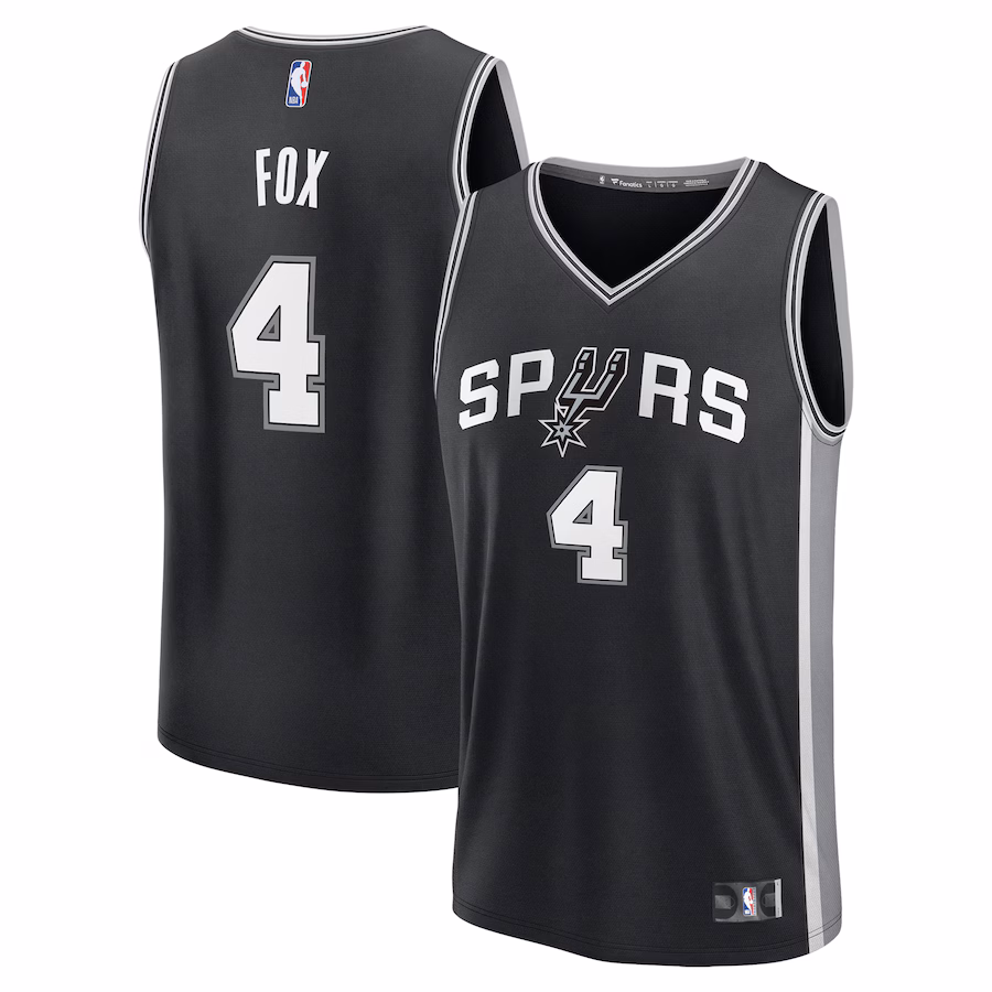 Youth San Antonio Spurs De'Aaron Fox Fanatics Black Fast Break Replica Player Jersey - Icon Edition - Jersey