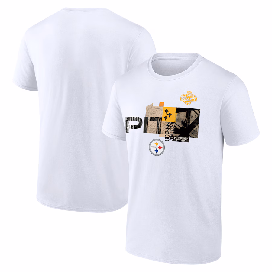 Men's Pittsburgh Steelers White 2025 NFL Draft T-Shirt - Jersey