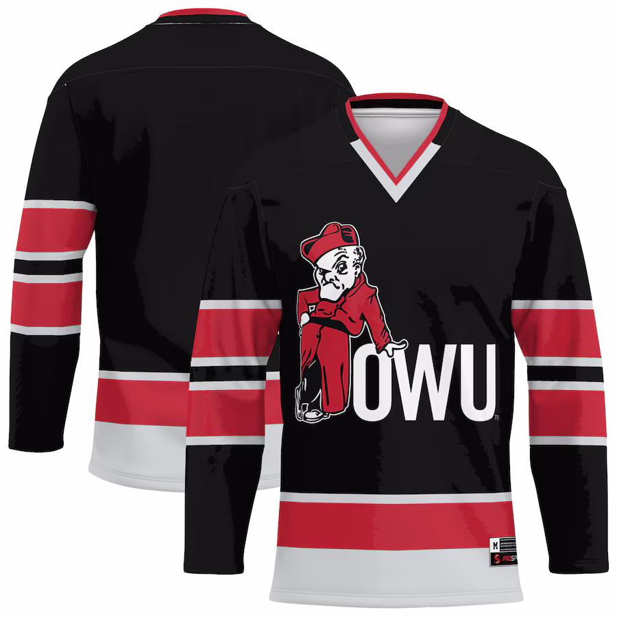 Youth ProSphere Black Ohio Wesleyan Battling Bishops Hockey Jersey - Jersey