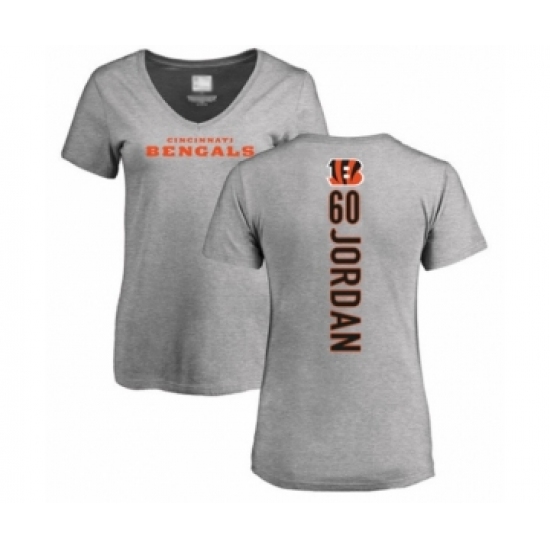 Football Women's Cincinnati Bengals #60 Michael Jordan Ash Backer V-Neck T-Shirt - Jersey