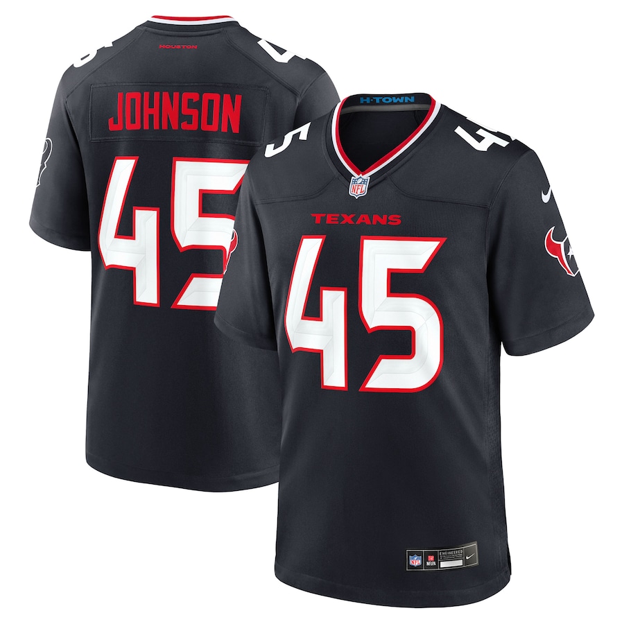 Men's Houston Texans Jakob Johnson Nike Navy Team Game Jersey - Jersey