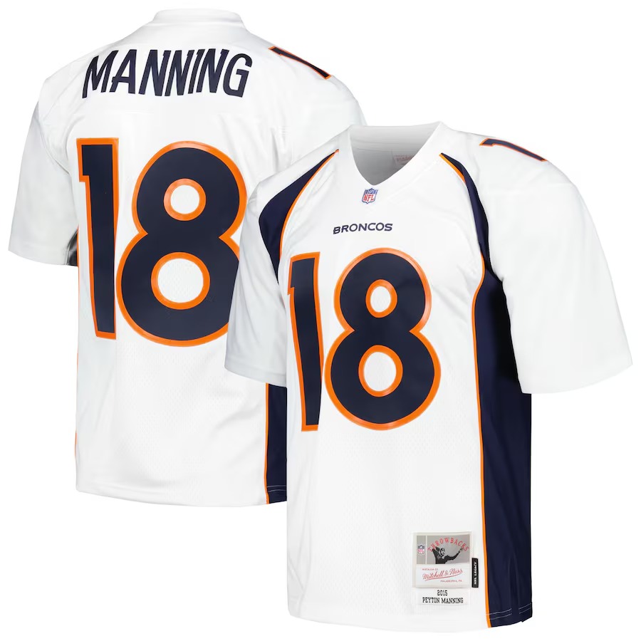 Men's Denver Broncos Peyton Manning Mitchell & Ness White Legacy Replica Jersey - Jersey