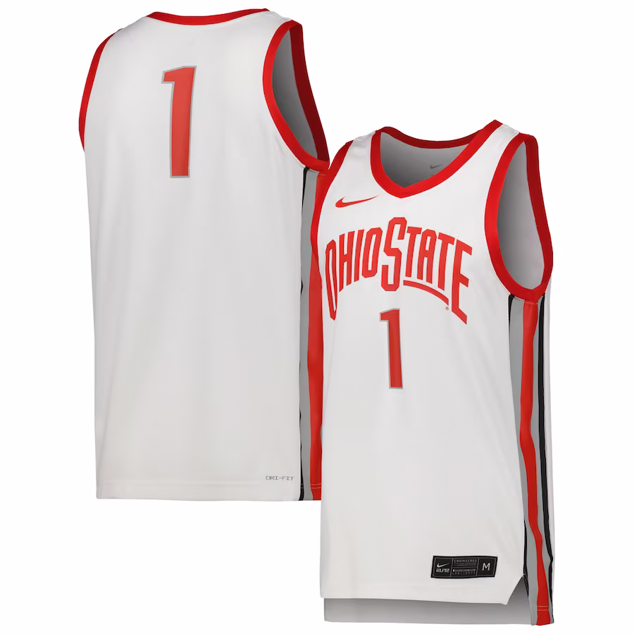 #1 Ohio State Buckeyes Nike Team Replica Basketball Jersey - White - Jersey
