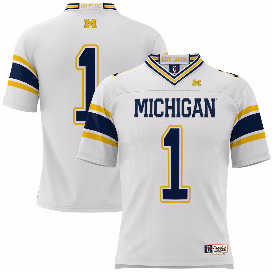 Men's GameDay Greats #1 White Michigan Wolverines Football Jersey - Jersey