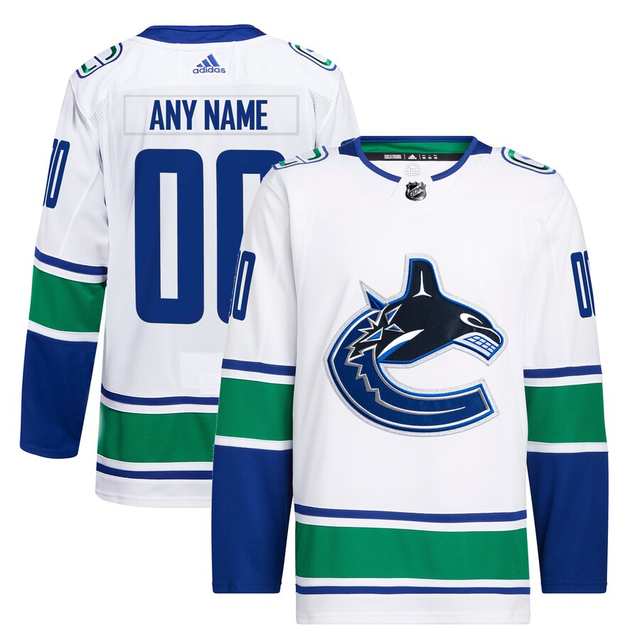 Men's Vancouver Canucks adidas White Away Primegreen Authentic Pro Custom Jersey - Jersey