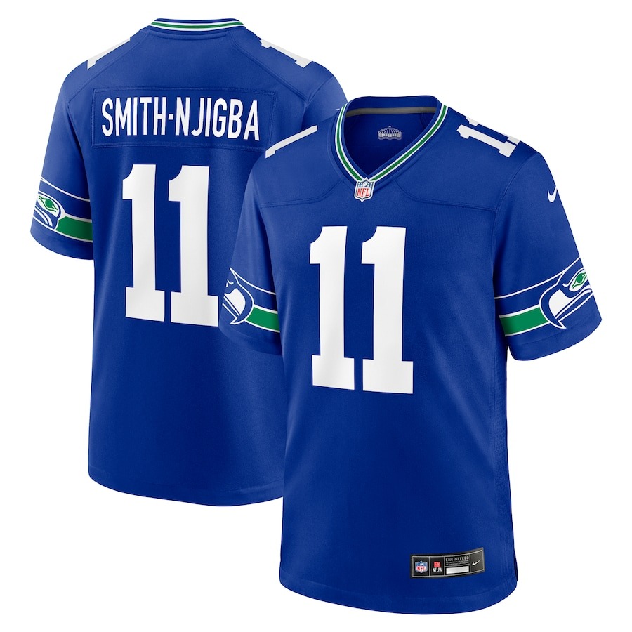 Men's Seattle Seahawks Jaxon Smith-Njigba Nike Royal Throwback Player Game Jersey - Jersey